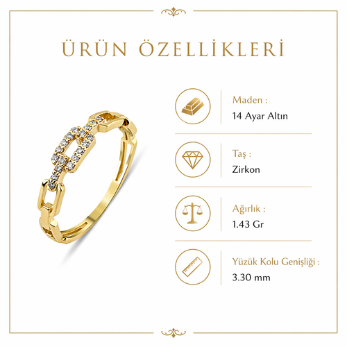 14 Ayar Altin Zincir Form Yuzuk Özellikler