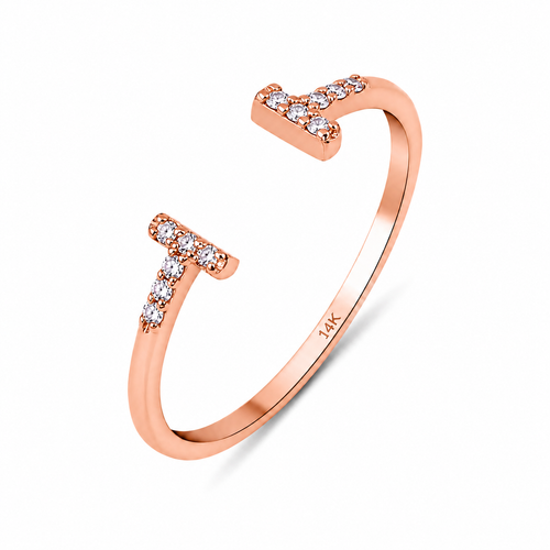 14 Ayar Rose Altın Minimal T-Bar Yuzuk