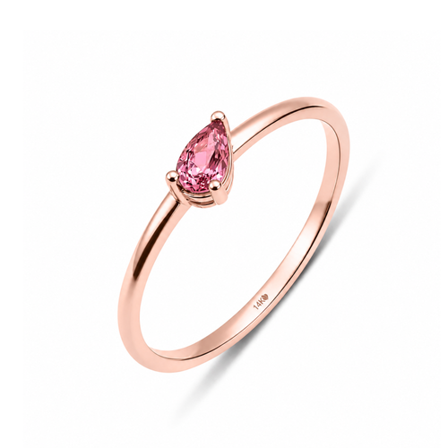 14 Ayar Rose Altın Damla Kesim Doğal Pembe Turmalin Yüzük