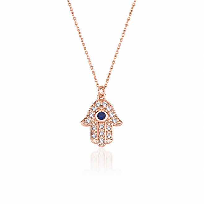 14 Ayar Rose Altın Hamsa Zincir Kolye