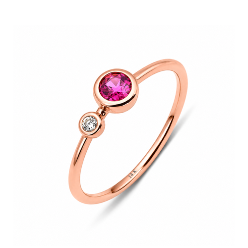 14 Ayar Rose Altın İkili Taşlı Minimal Yüzük