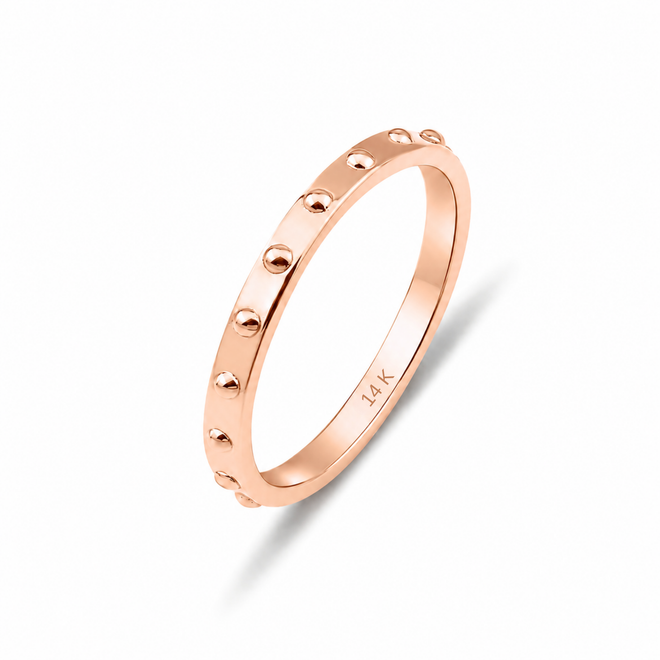 14 Ayar Rose Altin Mini Buton Yuzuk 