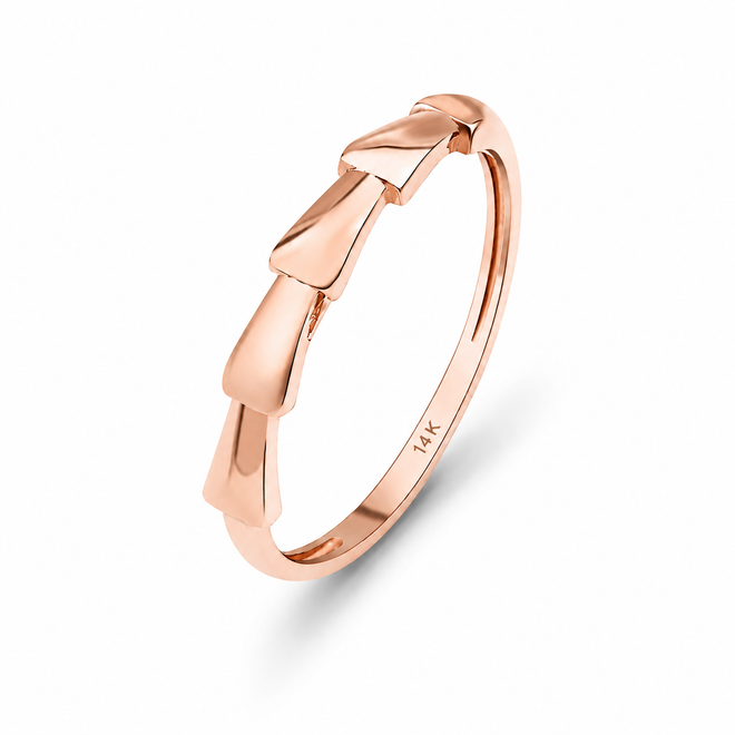14 Ayar Rose Altın Minimal Katmanlı Yüzük 