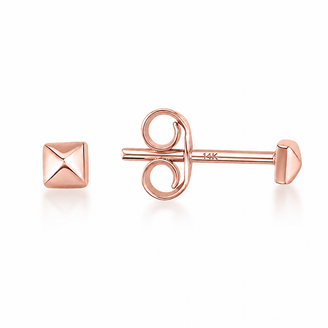 14 Ayar Rose Altin Minimal Piramit Civi Kupe 