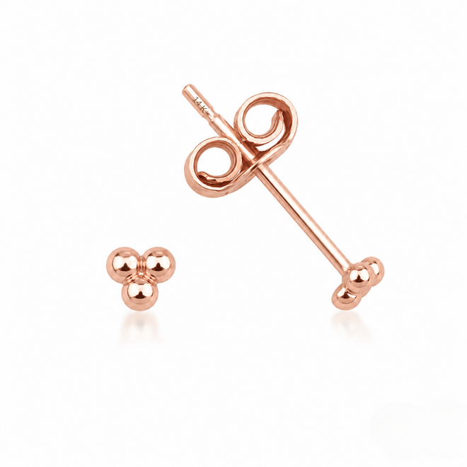14 Ayar Rose Altın Minimal Topçuk Çivi Küpe