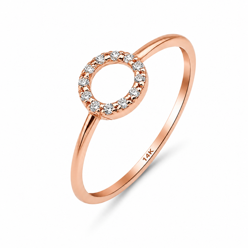 14 Ayar Rose Altın Taşlı Minimal Çember Yüzük