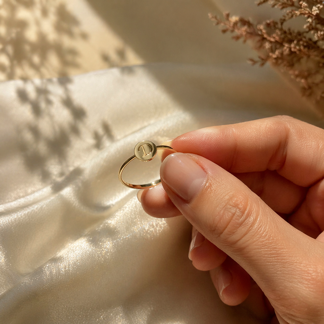 14 ayar altin harf yuzuk