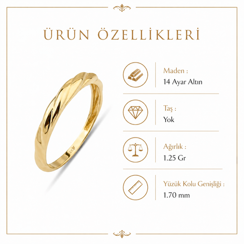 14 ayar altin kivrimli alyans ozellikler