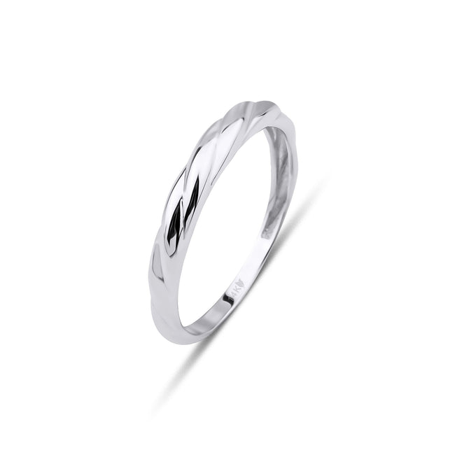 14 Ayar Altın Twisted Dome Yüzük beyaz