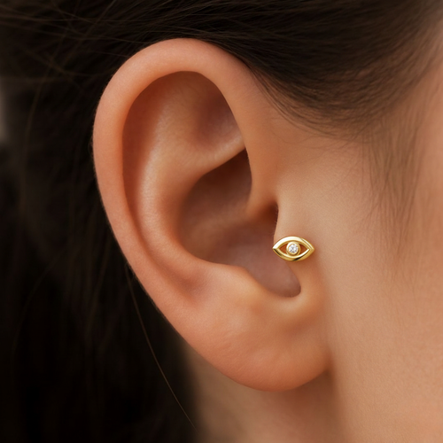 14 Ayar Altın Taşlı Göz Piercing