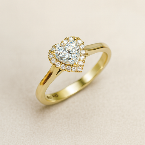 14 Ayar Altın Kalp Model Zirkon Taşlı Kadın Yüzük