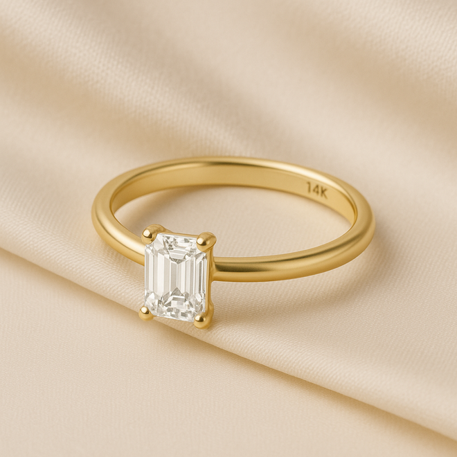 14 Ayar Altın Baget Tektaş Yüzük