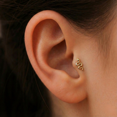14 Ayar Altın Taşlı Yılan Piercing