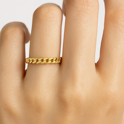 14 Ayar Altın Zincir Yüzük