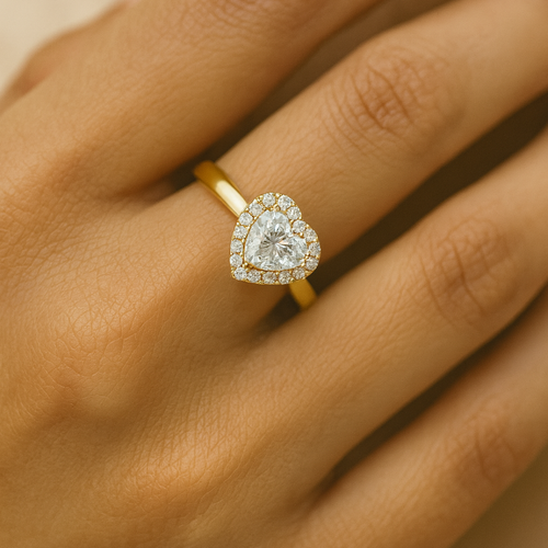 14 Ayar Altın Kalp Model Zirkon Taşlı Kadın Yüzük