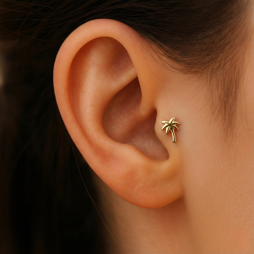 14 Ayar Altın Palmiye Piercing