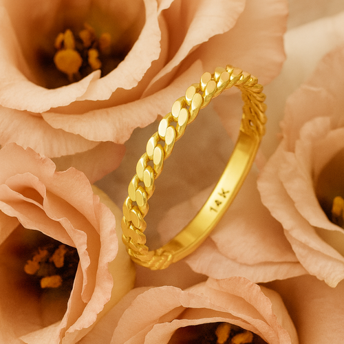 14 Ayar Altın Zincir Yüzük