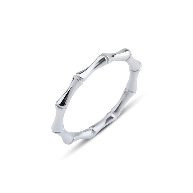 beyaz altın bambu yüzük