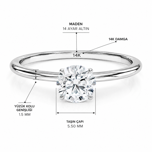 0.60 CT YUVARLAK GIA SERTİFİKA PIRLANTA TEKTAŞ YÜZÜK