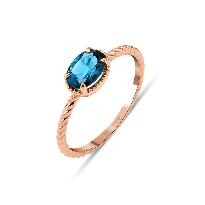 rose altın London blue topaz kadın yüzük