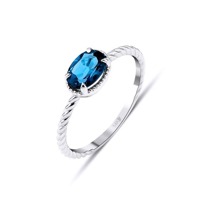 beyaz altın London blue topaz kadın yüzük