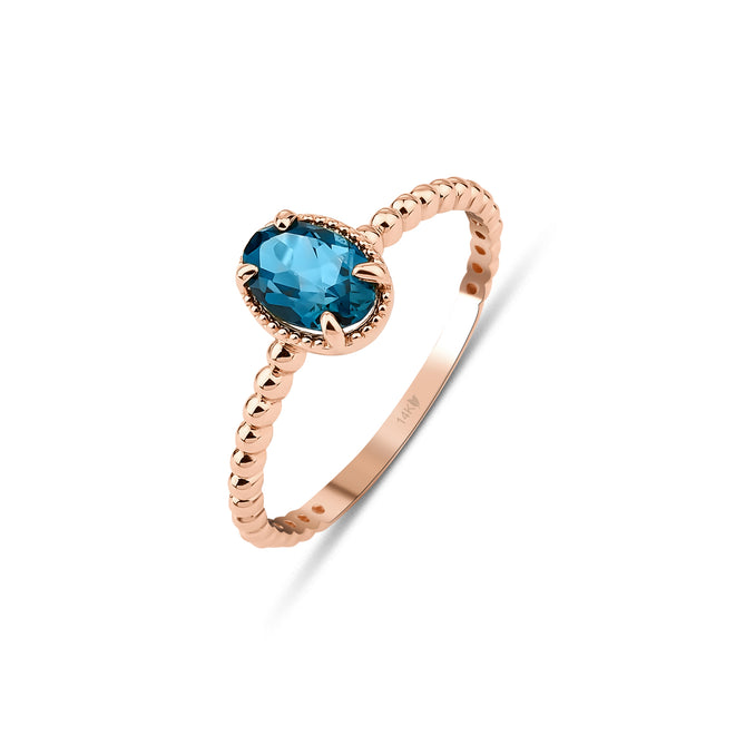  14 ayar rose altın London Blue topaz beaded