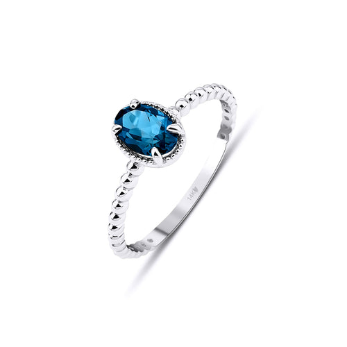 14 ayar beyaz altın London Blue topaz beaded