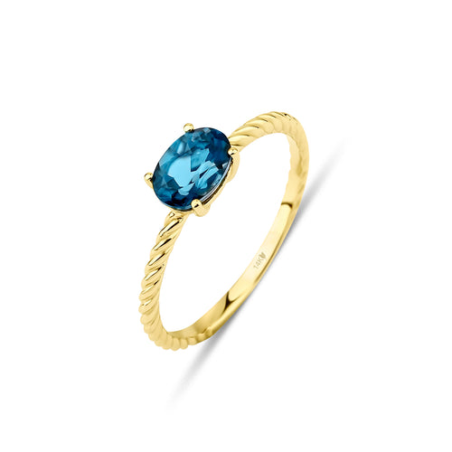 14 ayar altın London Blue topaz twisted band