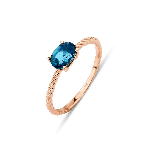 Rose altın London Blue topaz twisted band