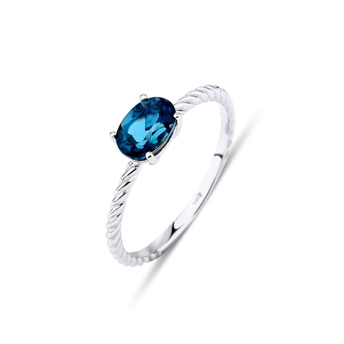  14 ayar beyaz altın London Blue topaz twisted band