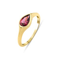 Doğal Pembe Turmalin Damla Kesim Tektaş Yüzük