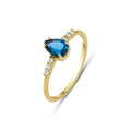0.09 Karat Pırlantalı Damla Kesim Blue Topaz Yüzük