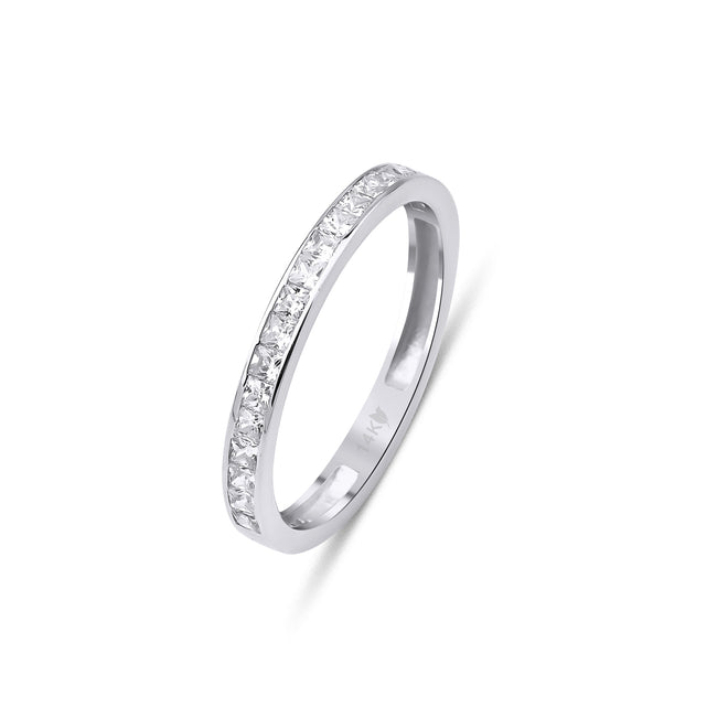 beyaz altın Princess Cut Half Eternity Yüzük   