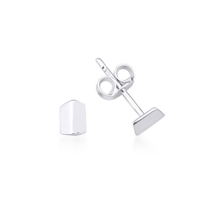 beyaz altın geometrik çivi küpe