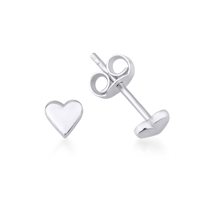 14 Ayar Altın Tiny Heart Çivi Küpe beyaz