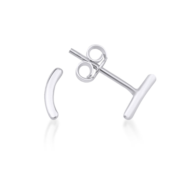 14 ayar beyaz altın çizgi çivi küpe