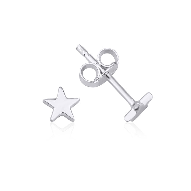 14 Ayar Altın Tiny Star Çivi Küpe beyaz