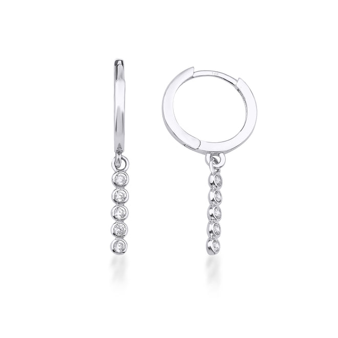 beyaz altın sallantılı pırlanta taşlı kadın halka küpe