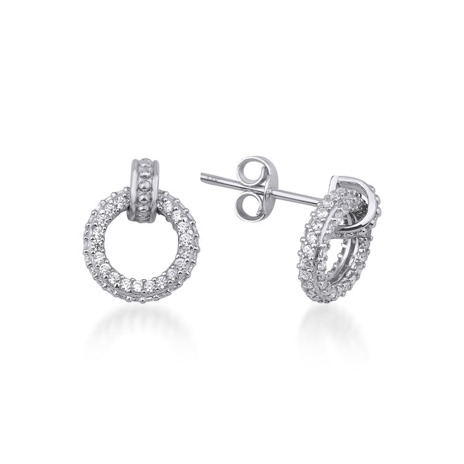 14 ayar beyaz altın 14 Ayar Altın  Circle  Çivi Küpe