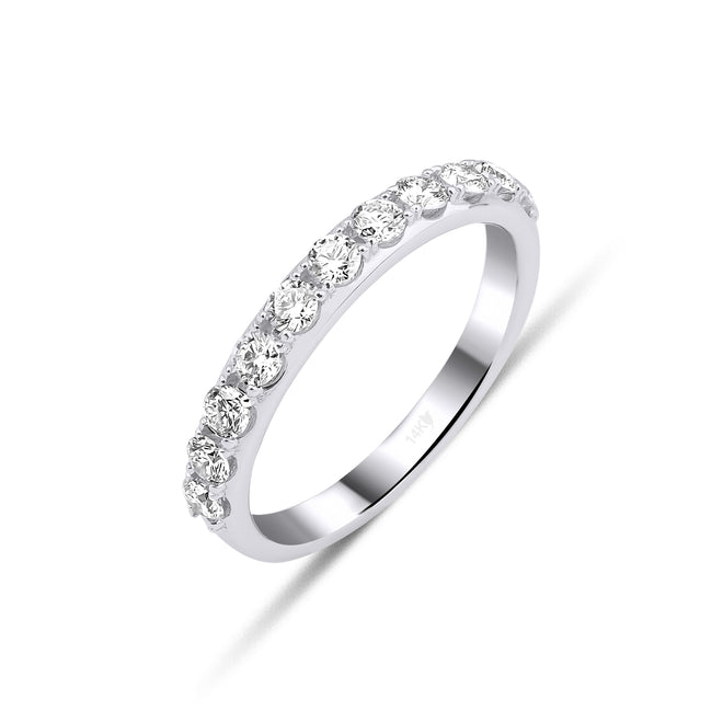 14 Ayar Altın 0.63 Ct Diamond Brilliant Cut Half Eternity Yüzük