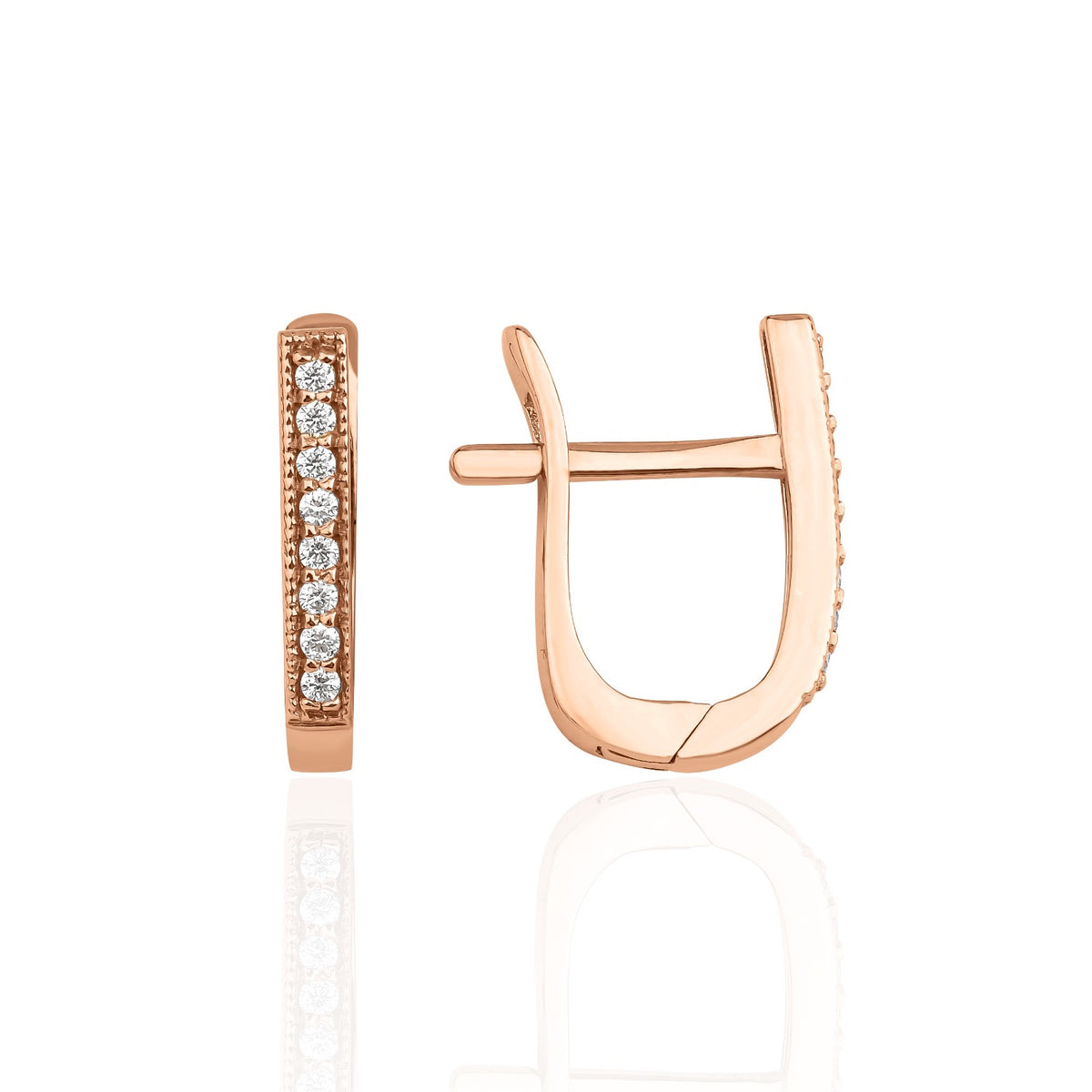 14 Ayar Altın 0.130 Ct Diamond Delicate Huggie Hoop Küpe