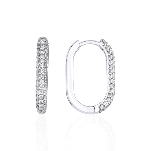 14 Ayar Altın 0.470 Ct Diamond Delicate Oval Hoop Küpe