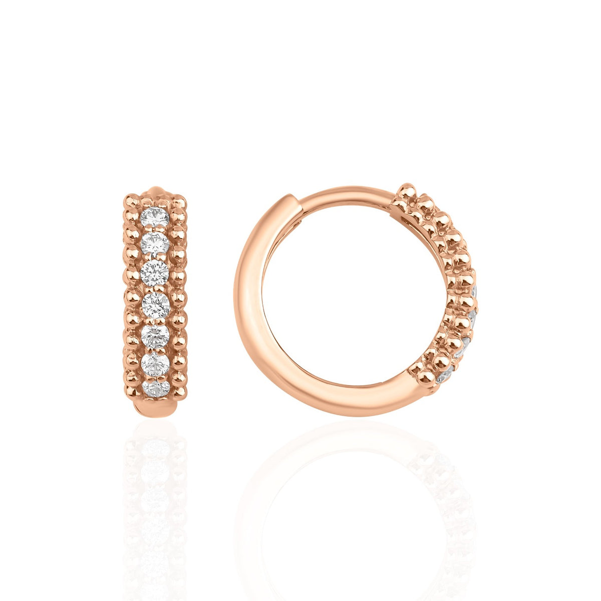 0.180 Karat Dokulu Mini Halka Pırlanta Küpe