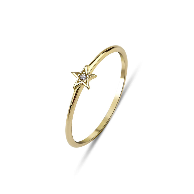 14 Ayar Altın Minimalist Stella Star Yüzük