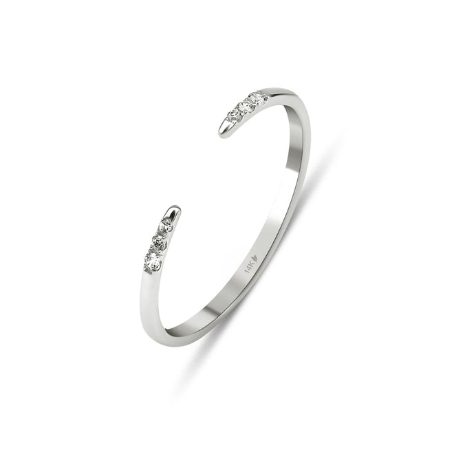 beyaz altın pırlantalı iki ucu açık kadın yüzük