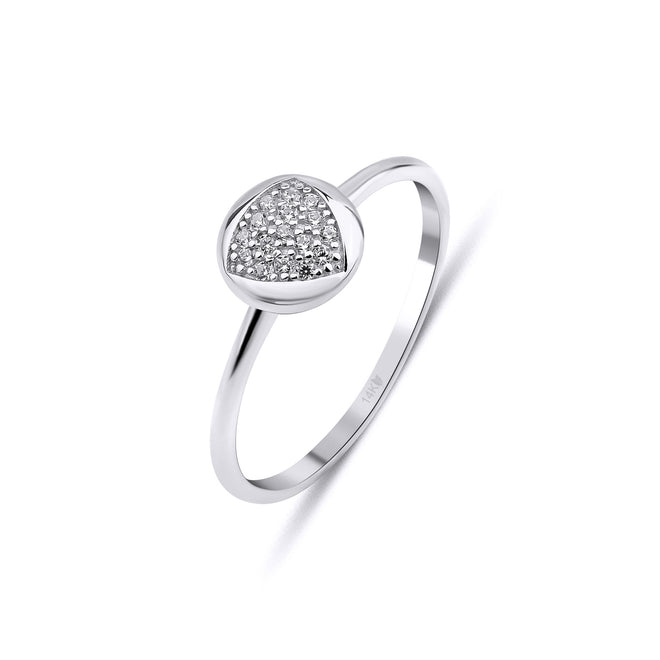 14 ayar altın triangle pave circle yüzük beyaz versiyon