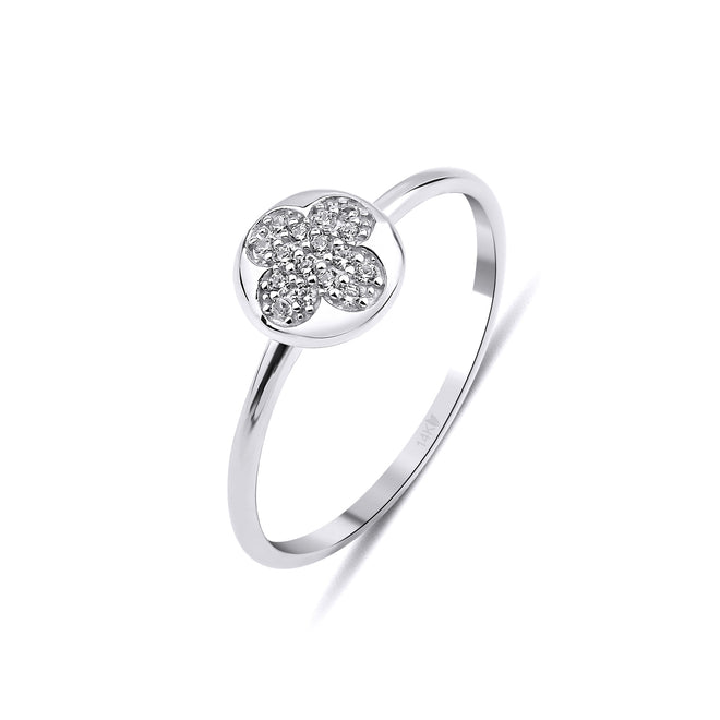 14 Ayar Altın Thyme-Leaved Bluet Yüzük beyaz