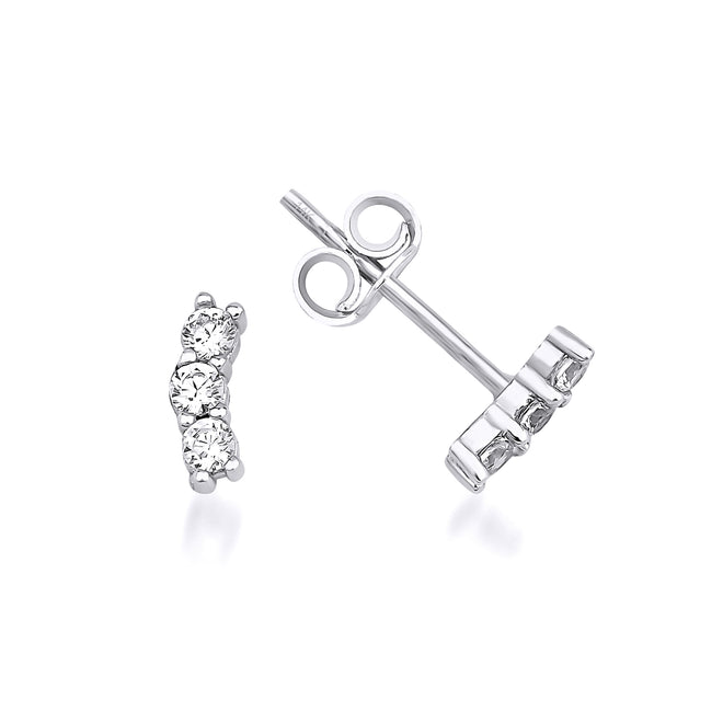 beyaz altın kıkırdak küpe 3 taşlı