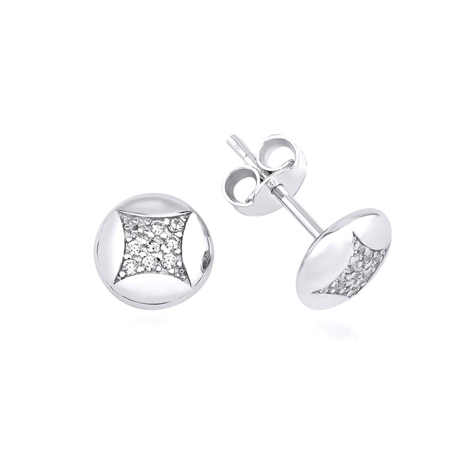 14 ayar altın Wind rose çivi küpe white