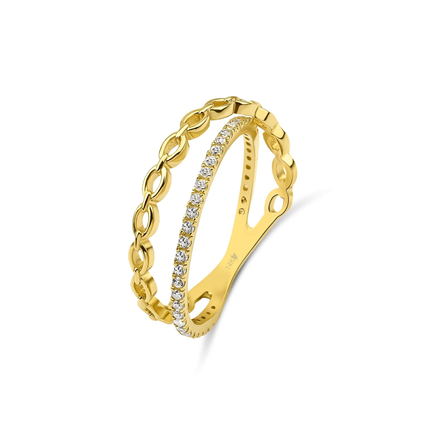 14 Ayar Altın Çapraz Geçişli Yüzük